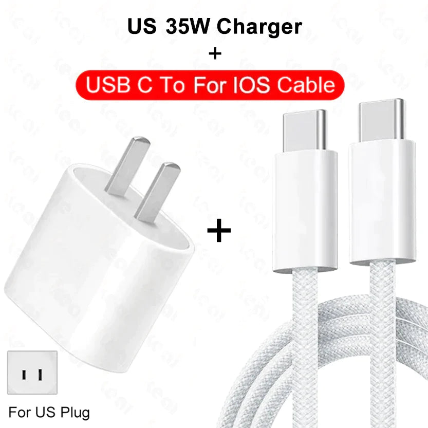 2 PIN (US PIN) 35W USB-C POWER ADAPTER WITH USB-C TO C CABLE
